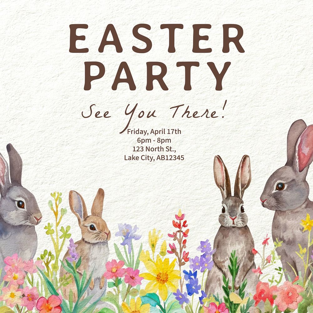Easter party invitation Instagram post template
