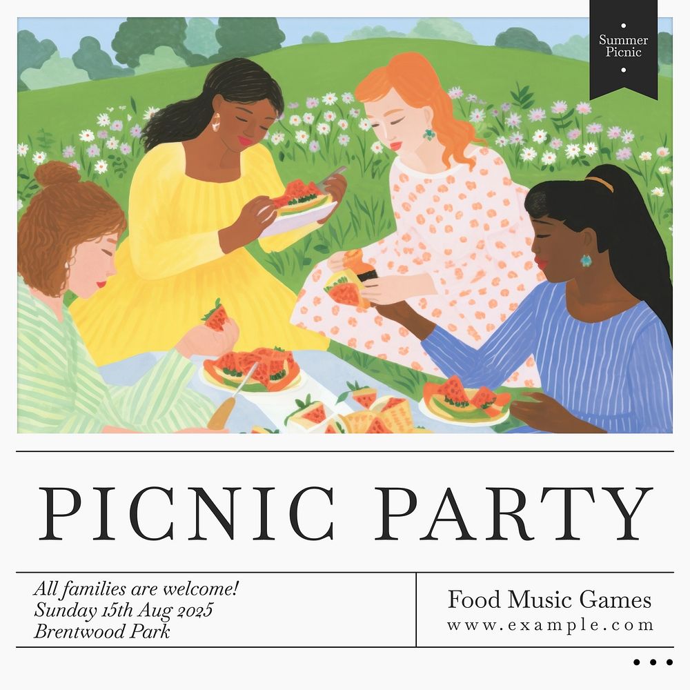 Picnic party Instagram post template
