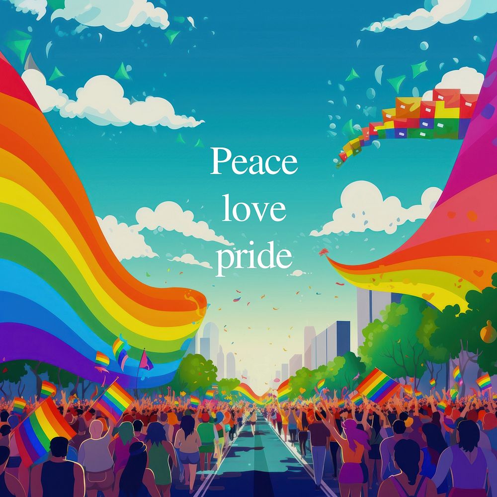 Peace love pride quote Instagram post template