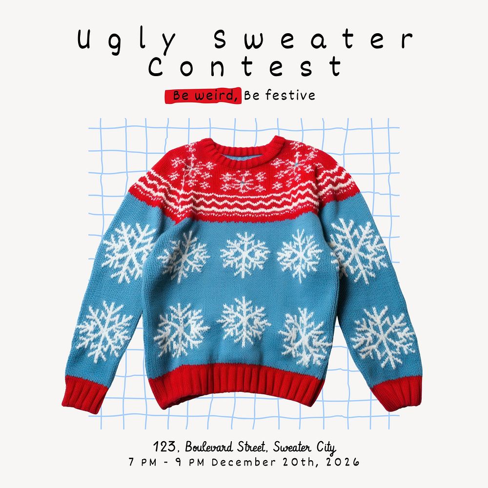 Christmas ugly sweater Facebook post template  design
