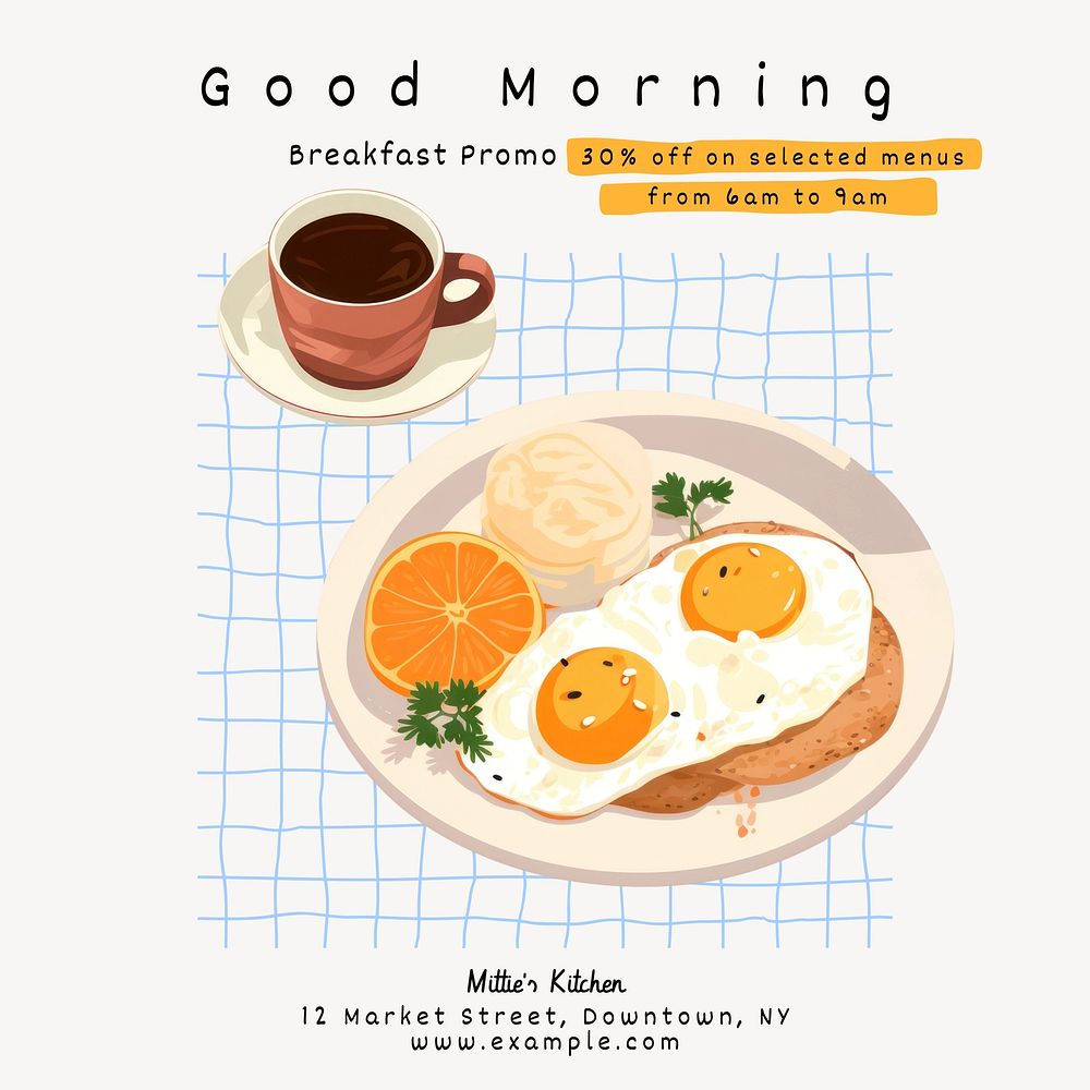 Good morning breakfast Instagram post template  