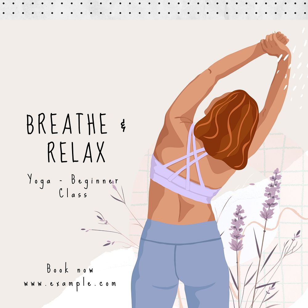 Breathe & relax yoga Facebook post template