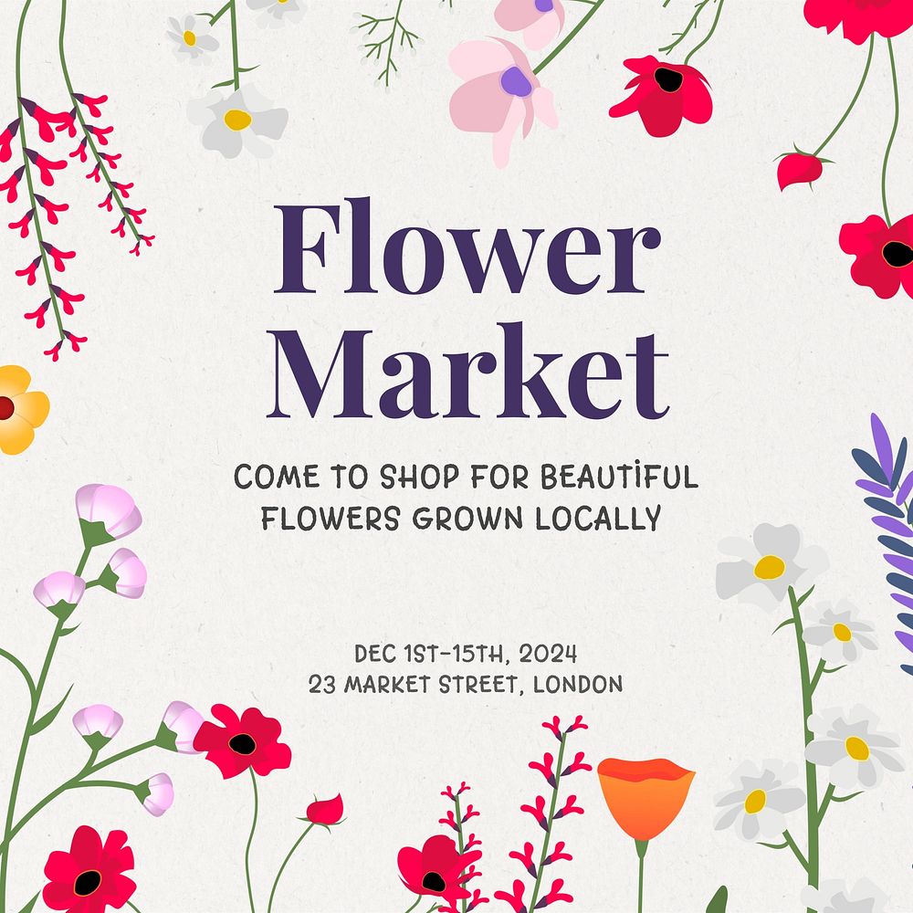 Flower market Instagram post template