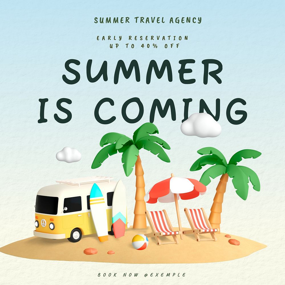 Summer travel sale Instagram post template
