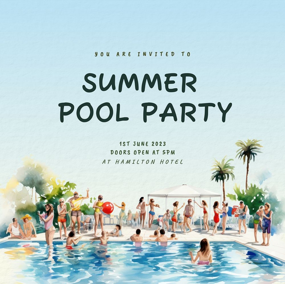 Summer pool party Instagram post template