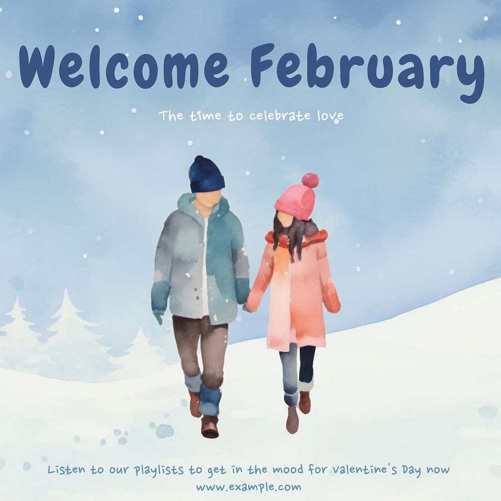 Welcome February Instagram post template