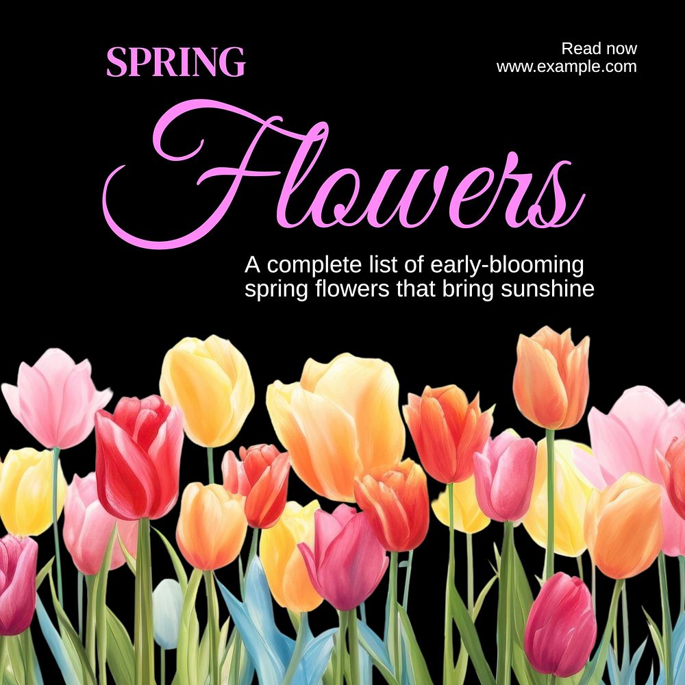 Spring flowers Instagram post template