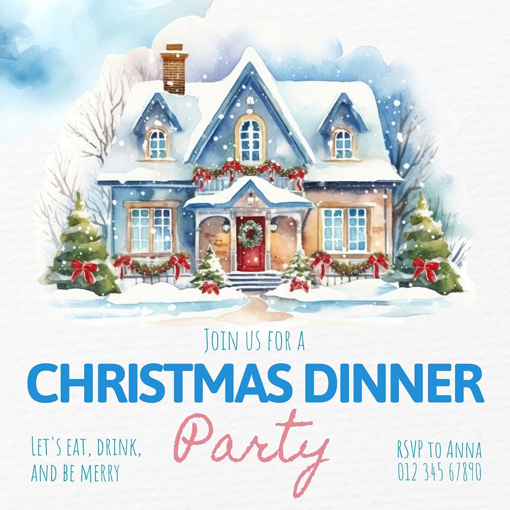Christmas dinner party Instagram post template