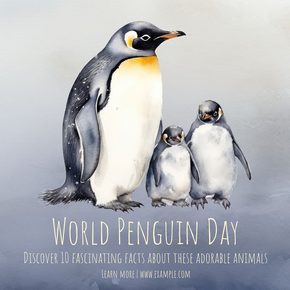 World penguin day Instagram post template
