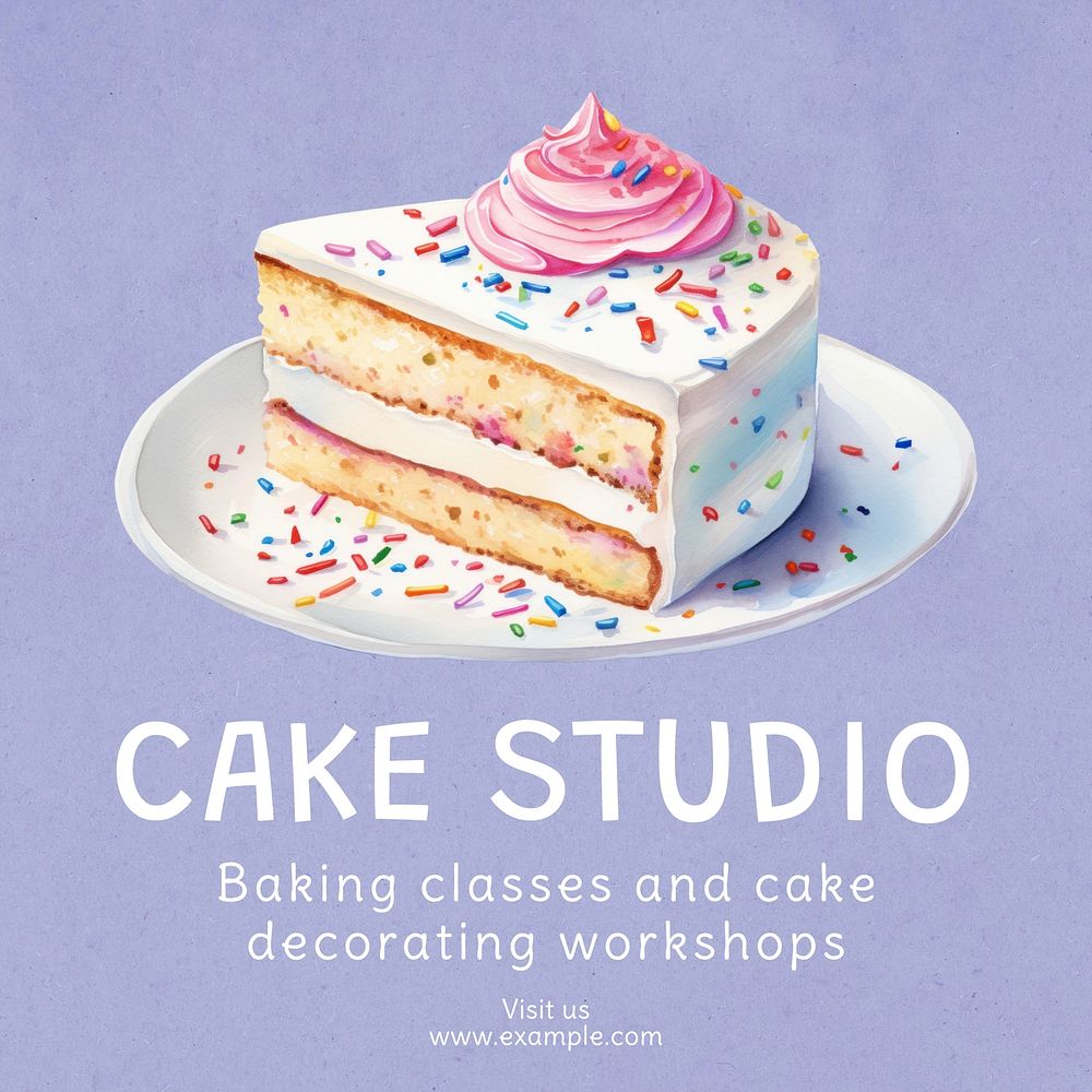 Cake studio Instagram post template, editable text
