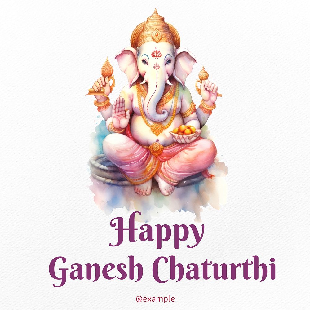 Happy Ganesh Chaturthi Instagram post template, editable text