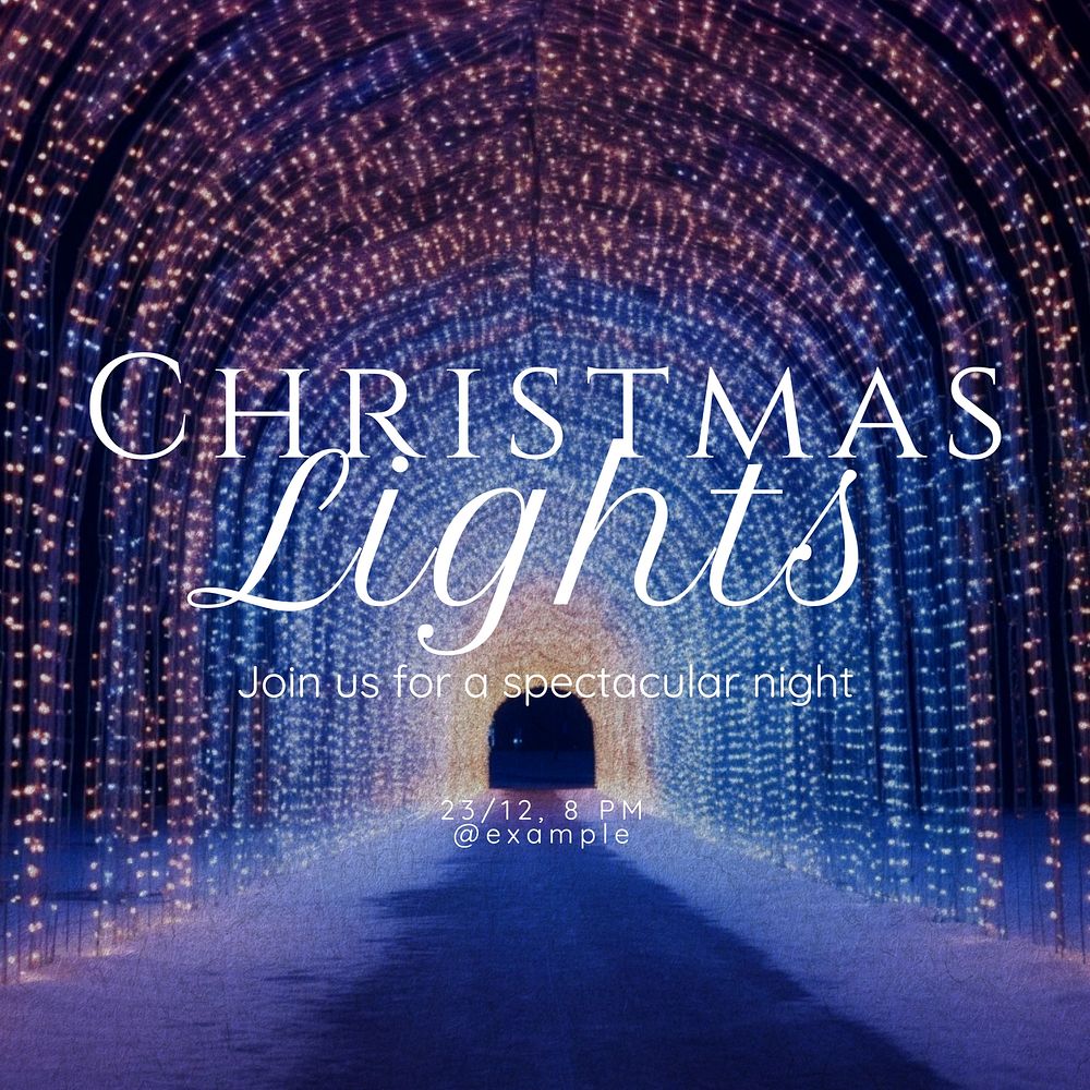 Christmas lights Instagram post template, editable text