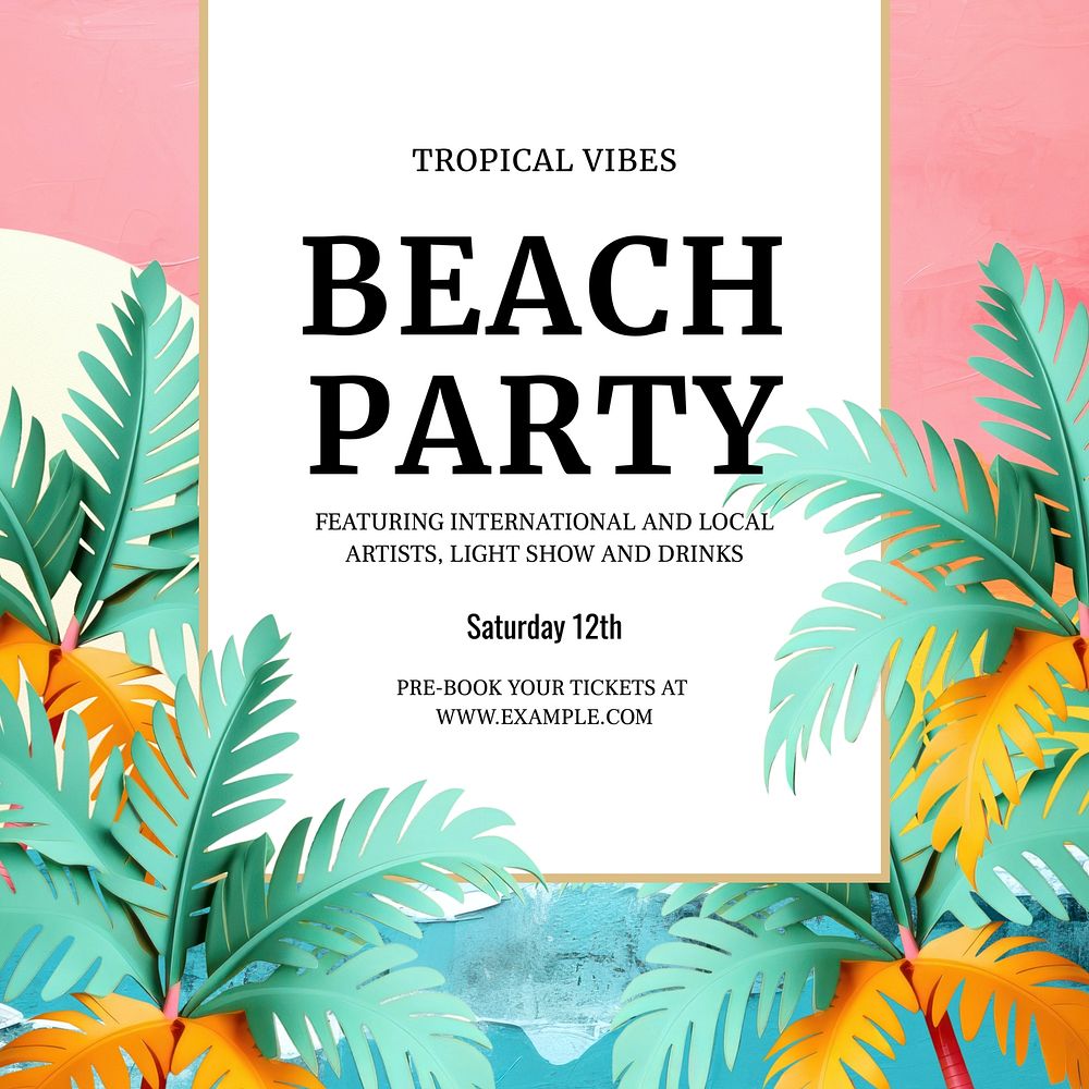 Beach party Instagram post template  design