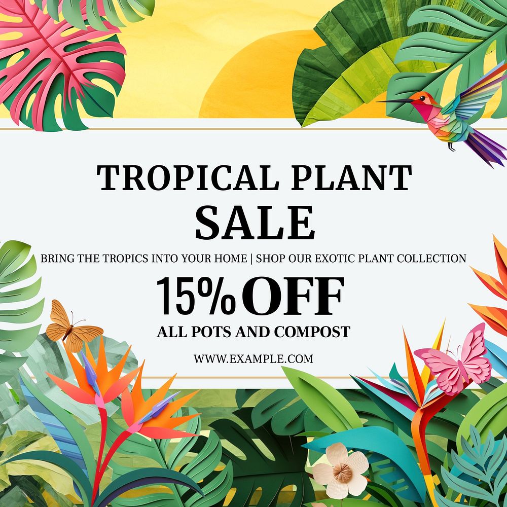 Tropical plant sale Instagram post template  design