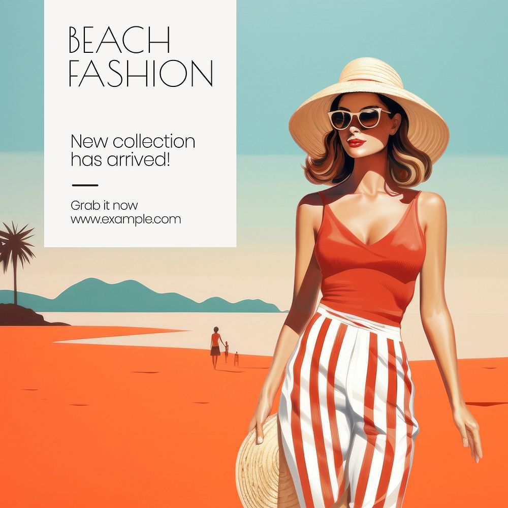 Beach fashion Instagram post template