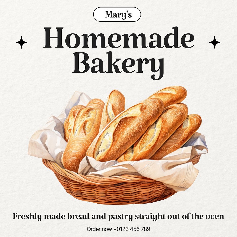 Homemade bakery Facebook post template  design