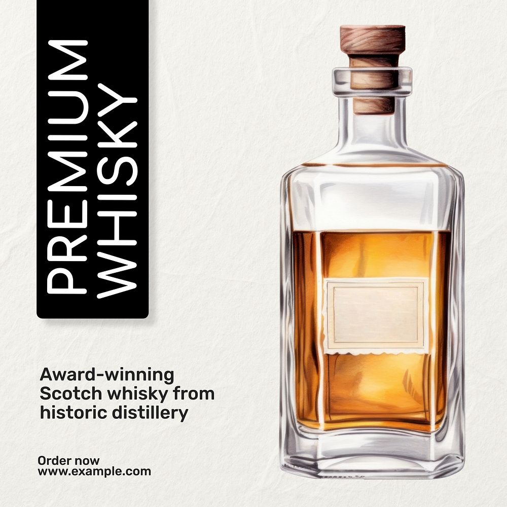 Premium whisky Facebook post template, editable design
