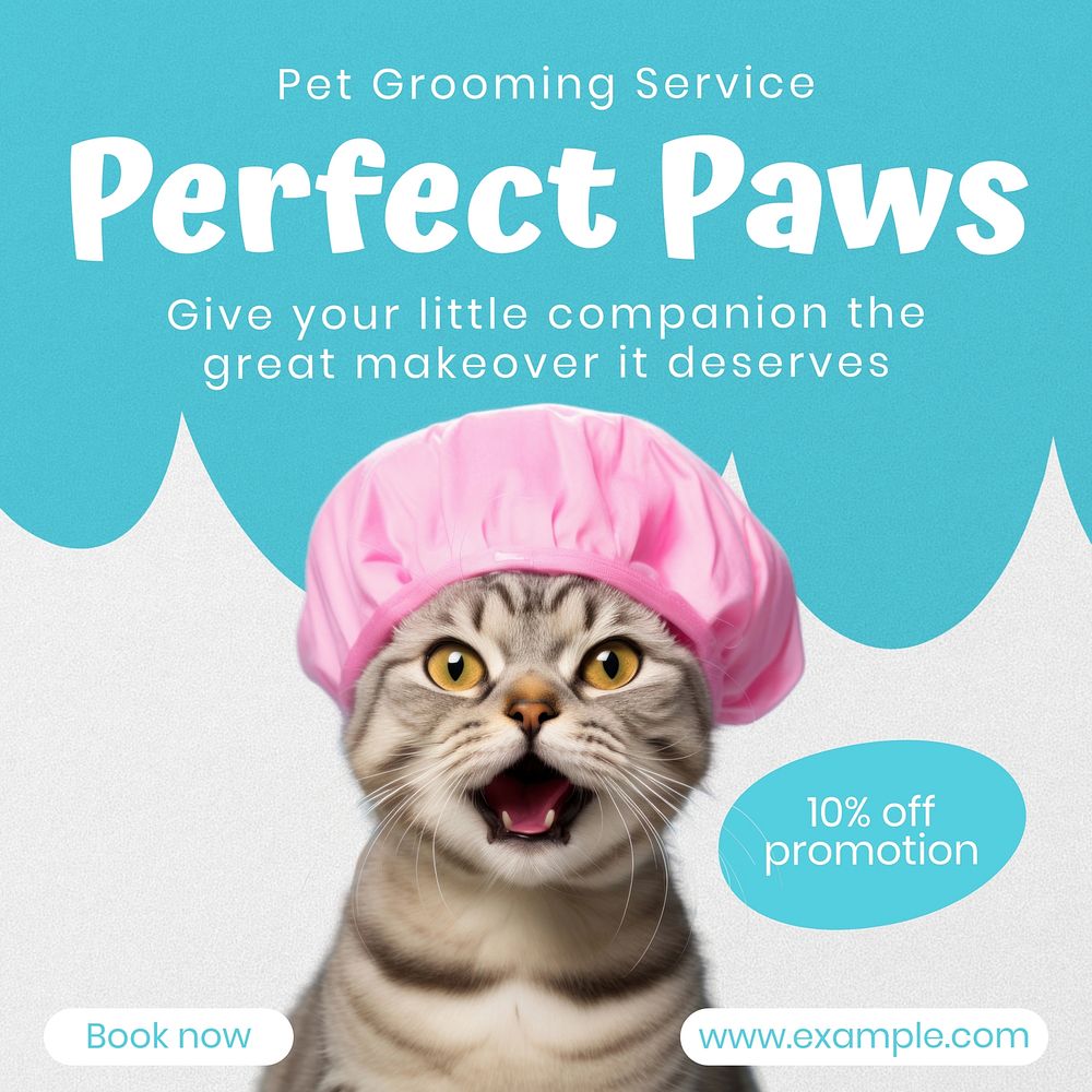 Pet grooming service Instagram post template  