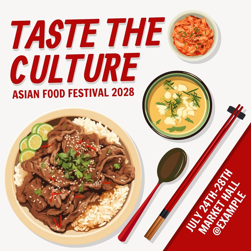 Asian food festival Facebook post template