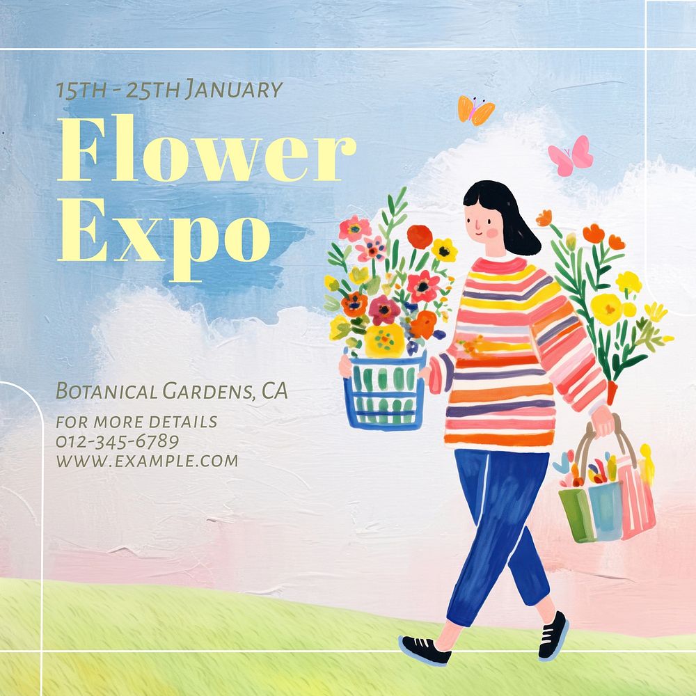 Flower expo Facebook post template