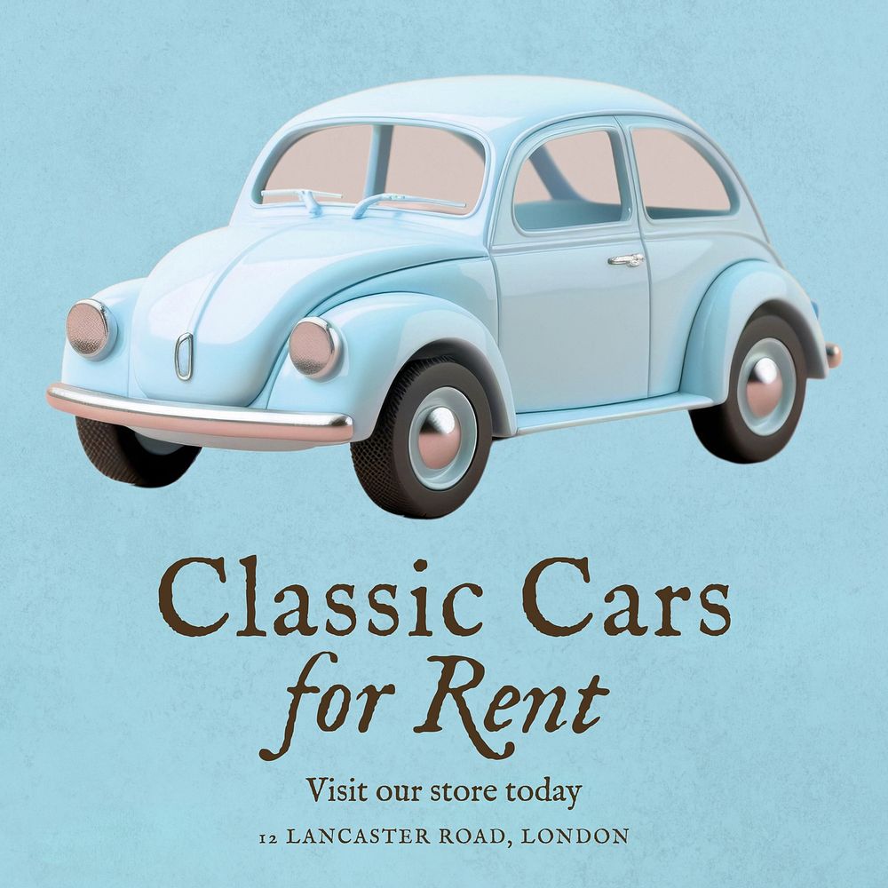 Classic car rent Facebook post template