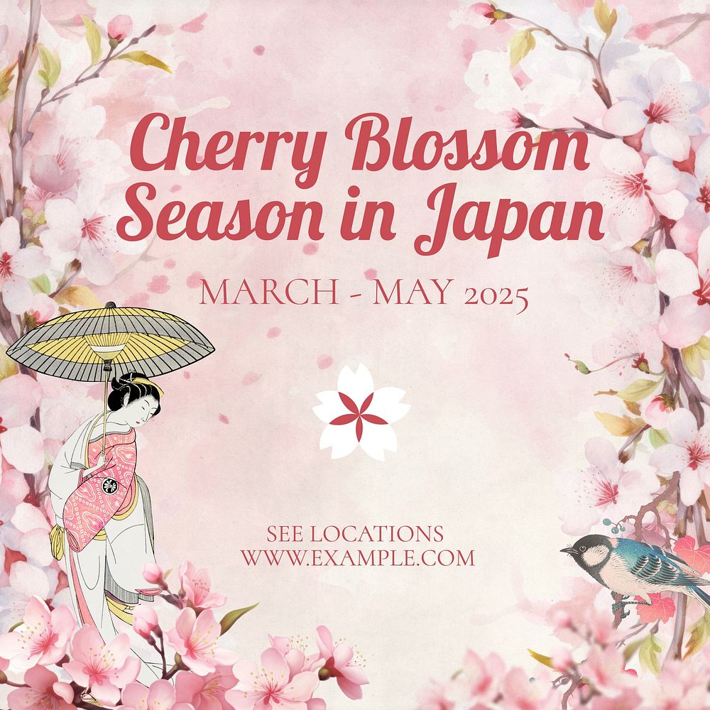 Cherry blossom season Instagram post template
