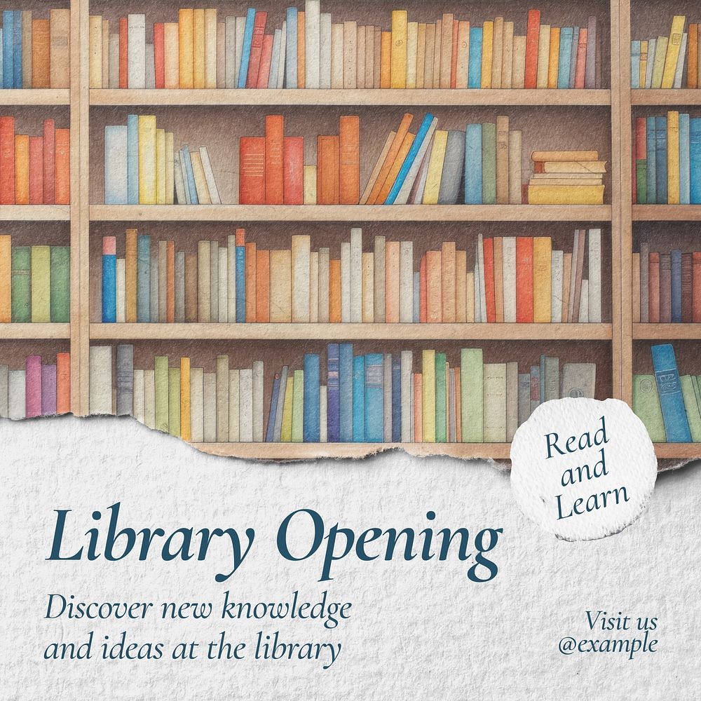Library open Facebook post template