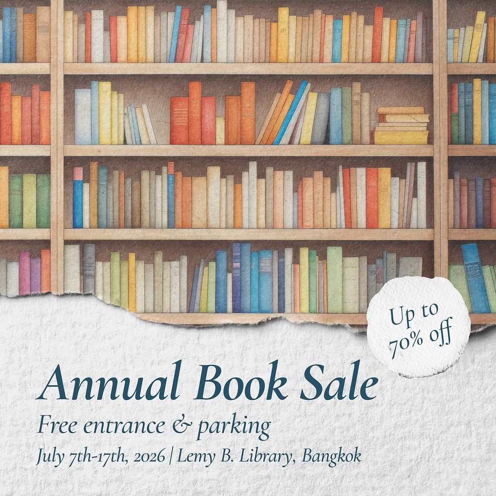 Annual book sale Facebook post template