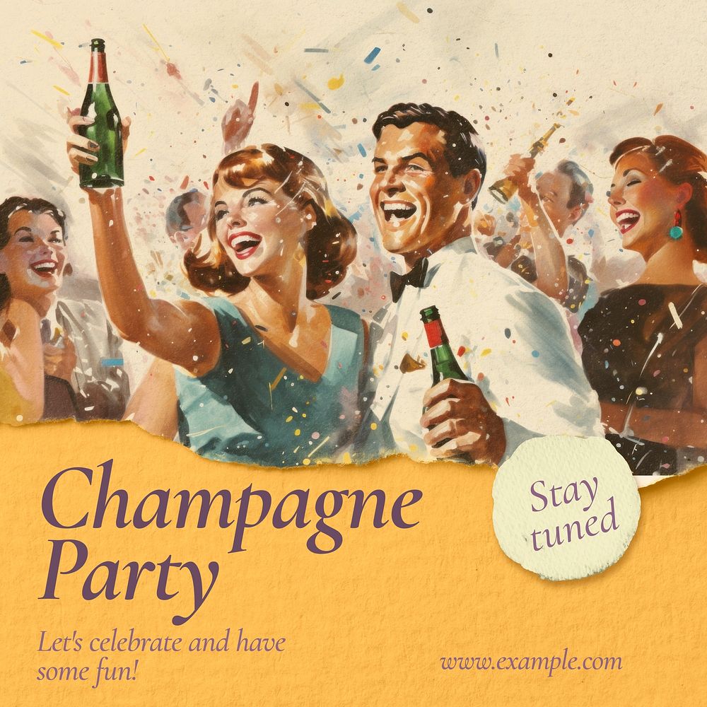 Champagne party Instagram post template