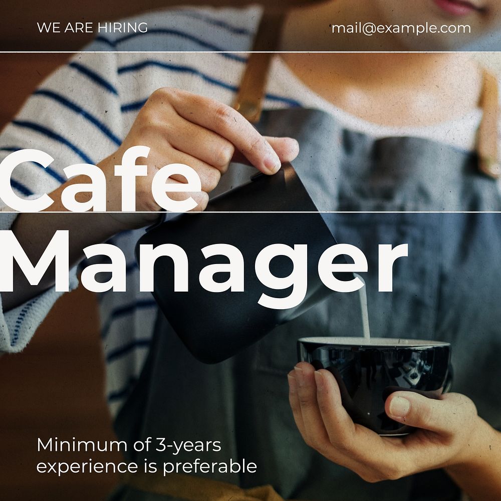 Cafe manager job Instagram post template