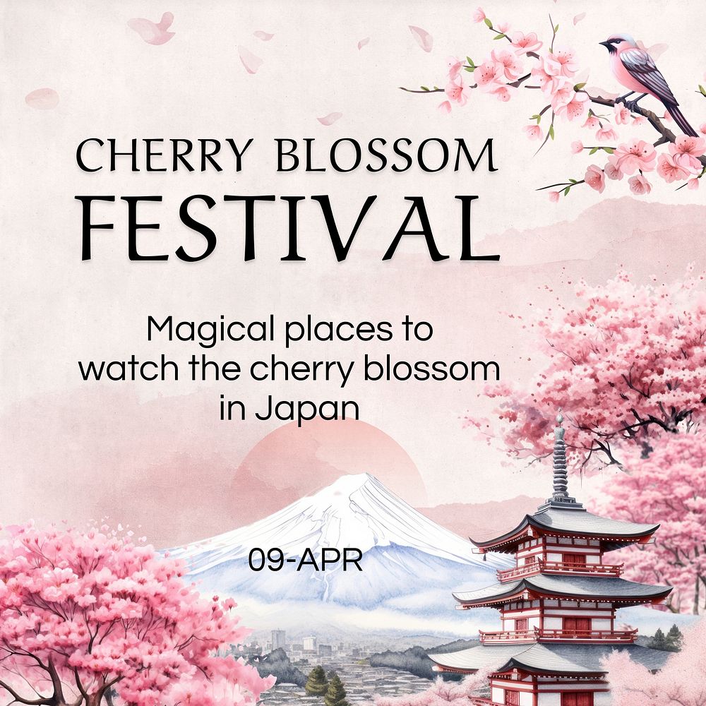 Cherry blossom festival Instagram post template