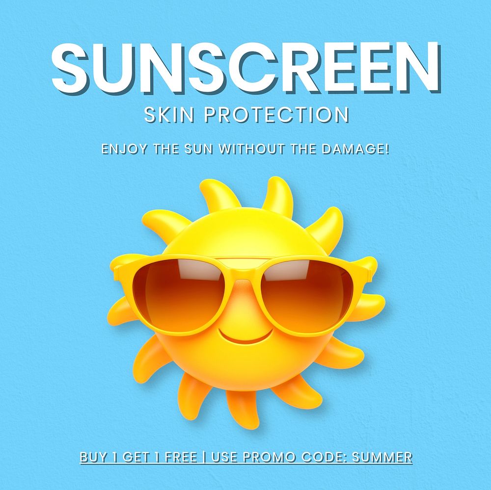 Sunscreen advertisement Facebook post template
