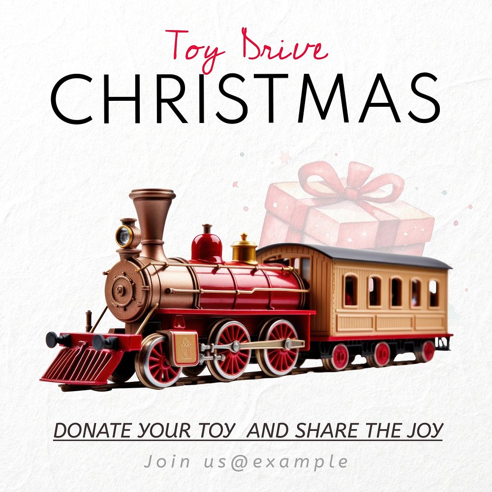 Christmas toy drive Instagram post template, editable text