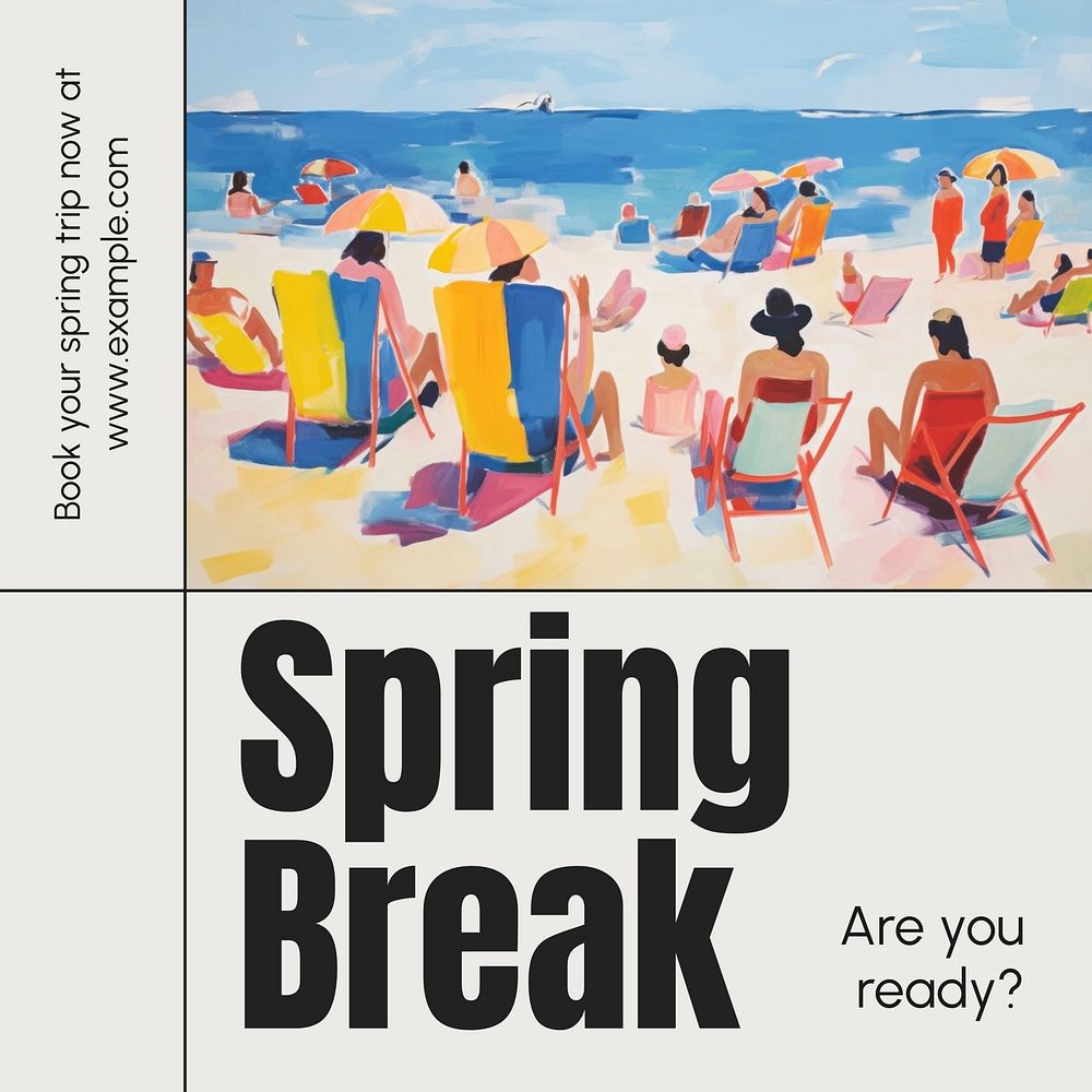 Spring break Instagram post template