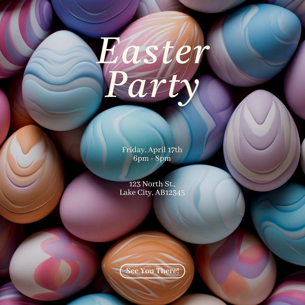 Easter party invitation Facebook post template