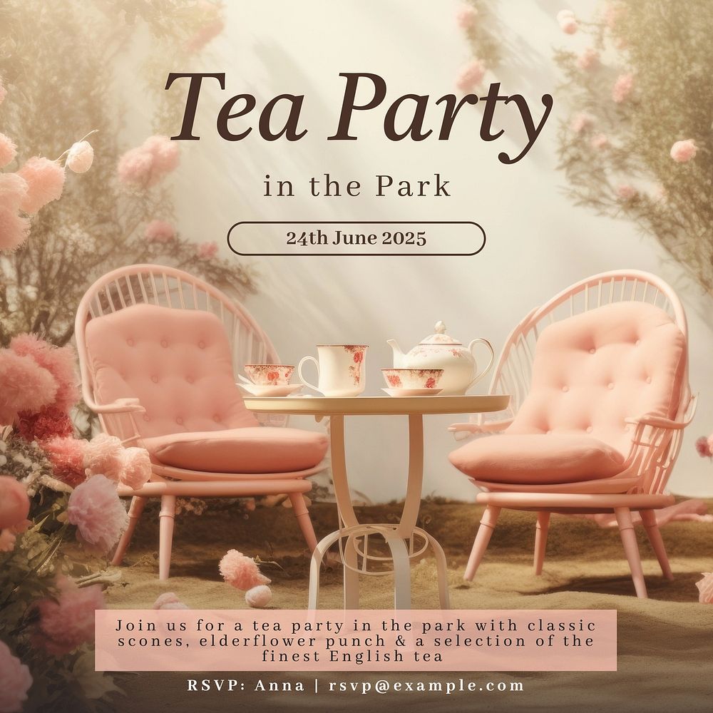 Park tea party Facebook post template