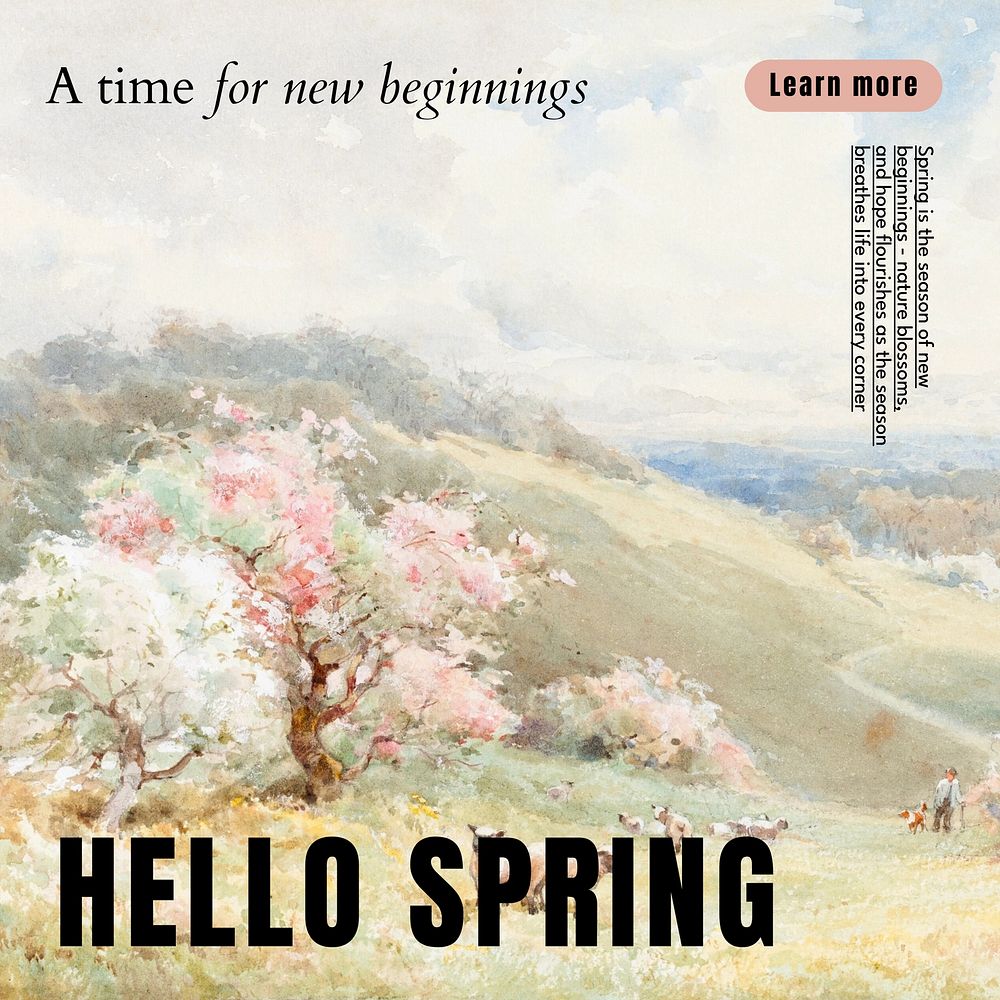 Hello spring Instagram post template