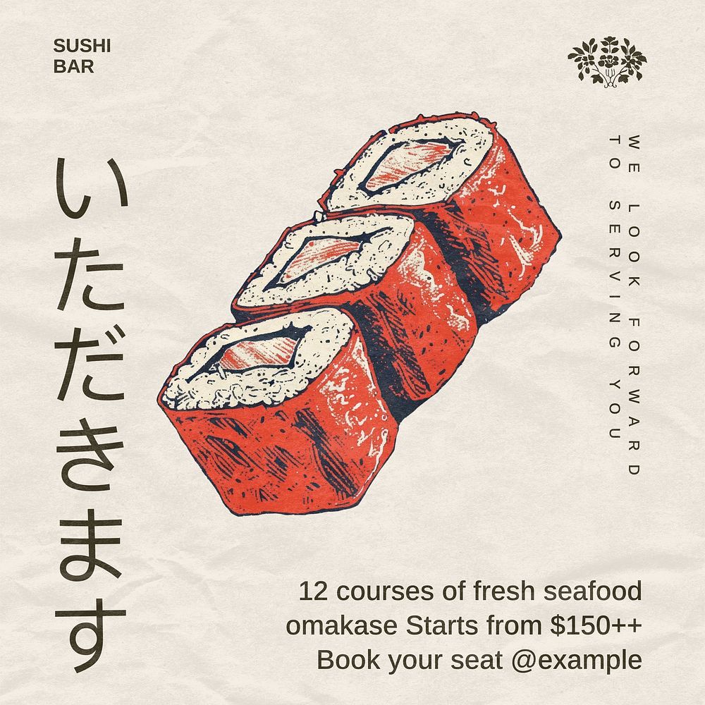 Sushi bar Instagram post template
