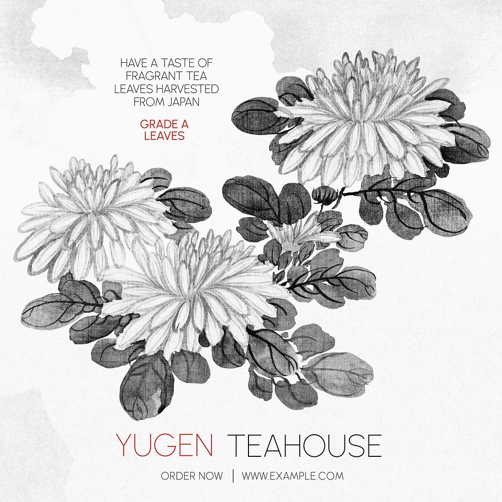 Teahouse cafe ad Instagram post template