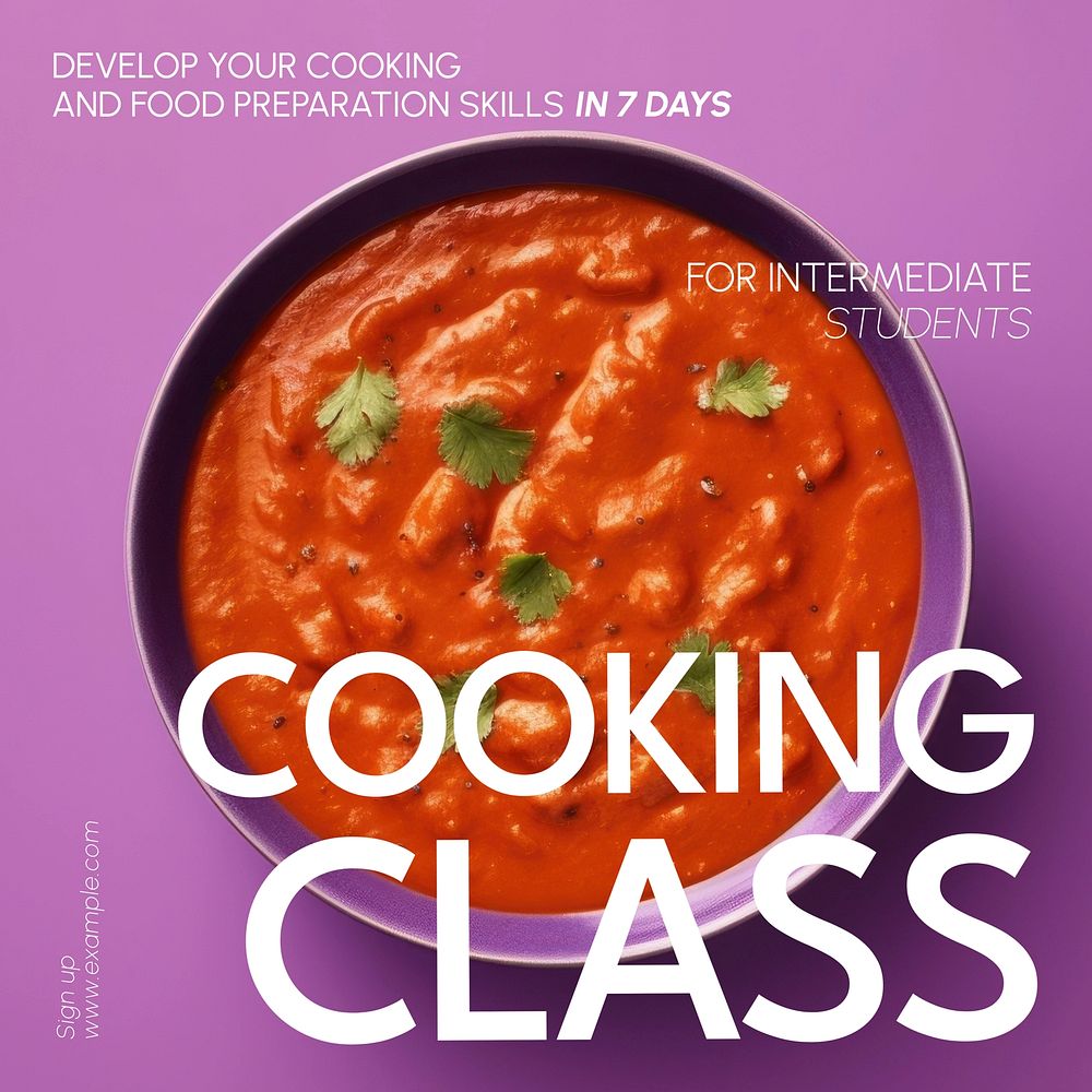 Cooking class Facebook post template