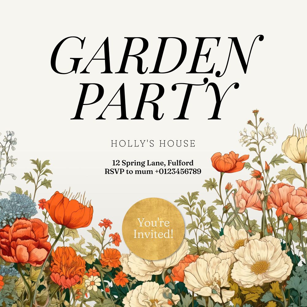 Garden party  Instagram post template