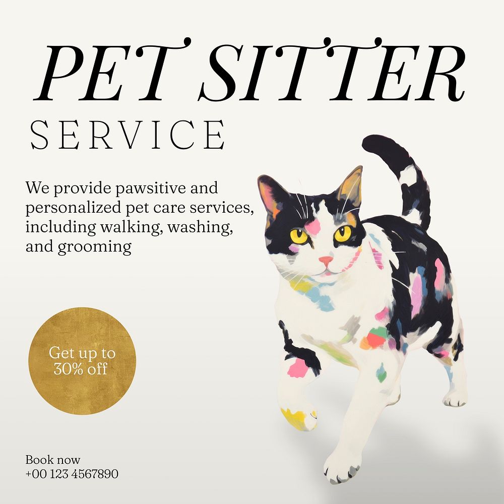 Pet sitter service Instagram post template