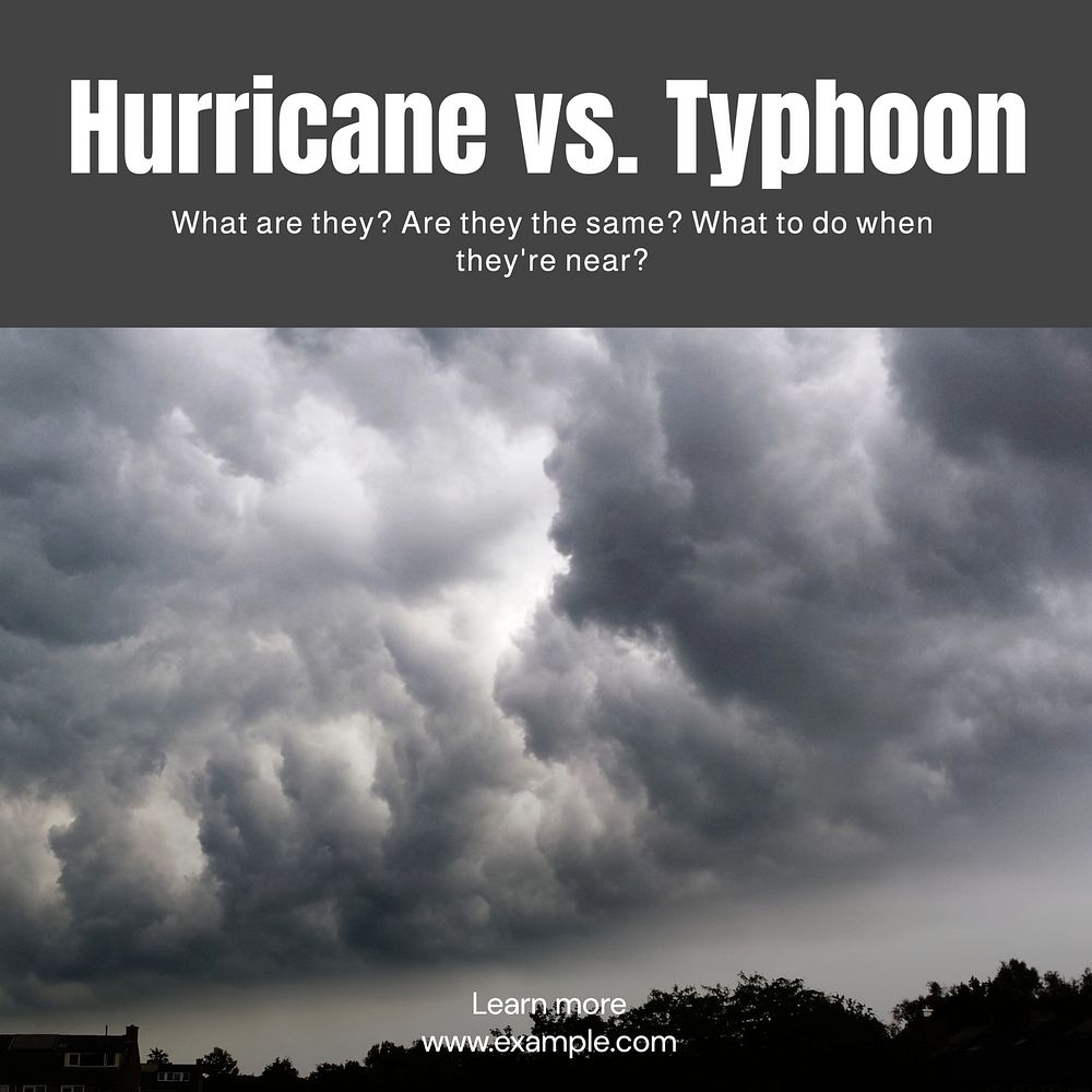 Hurricane and typhoon Instagram post template