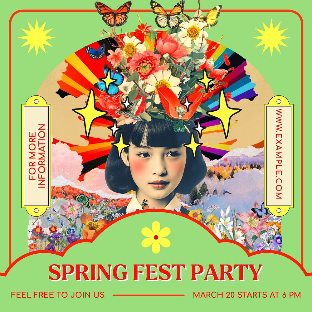 Spring fest party Instagram post template