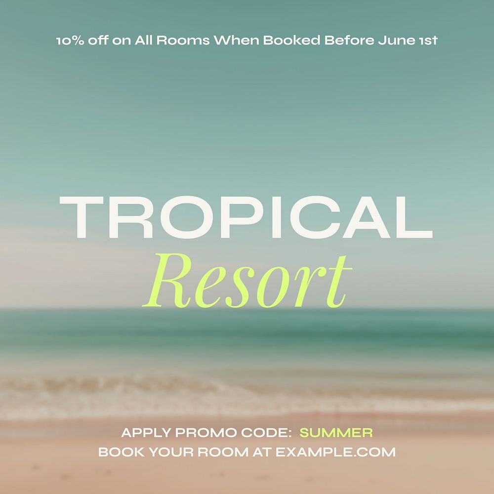 Tropical resort Instagram post template