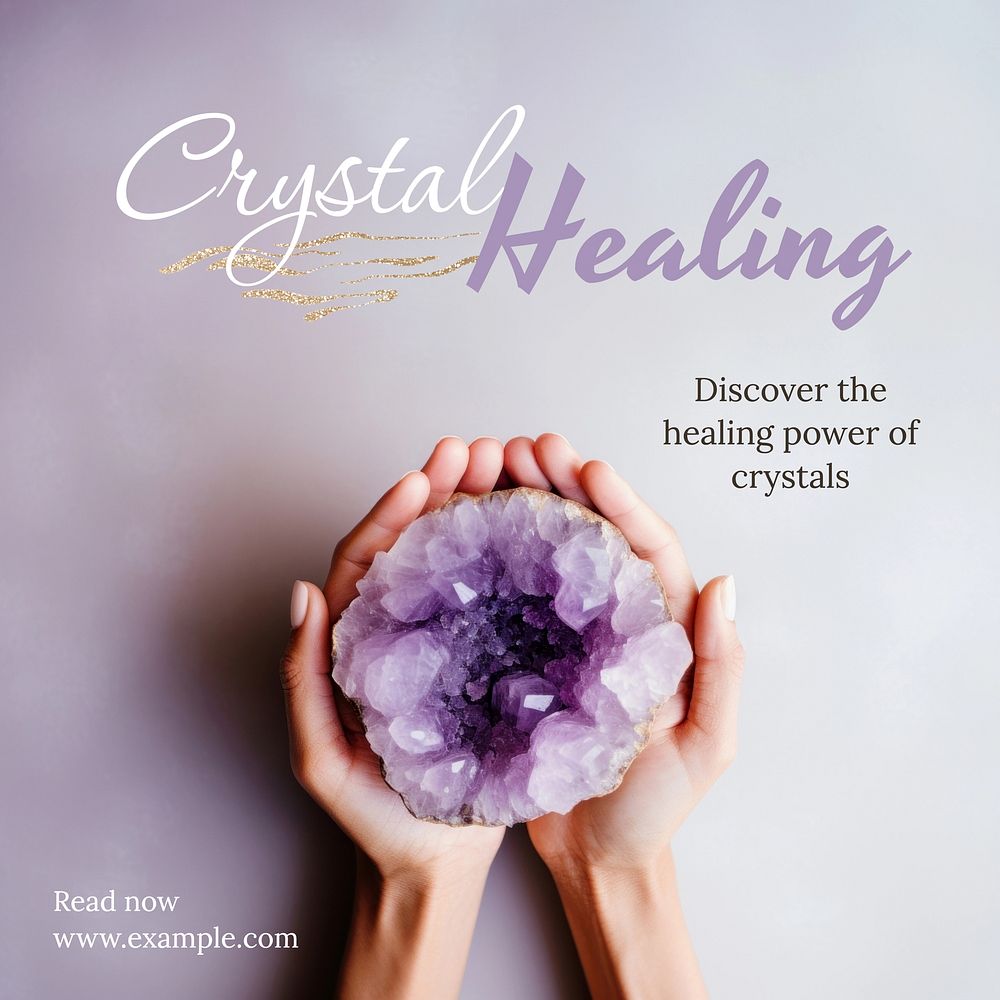 Crystal healing Instagram post template  
