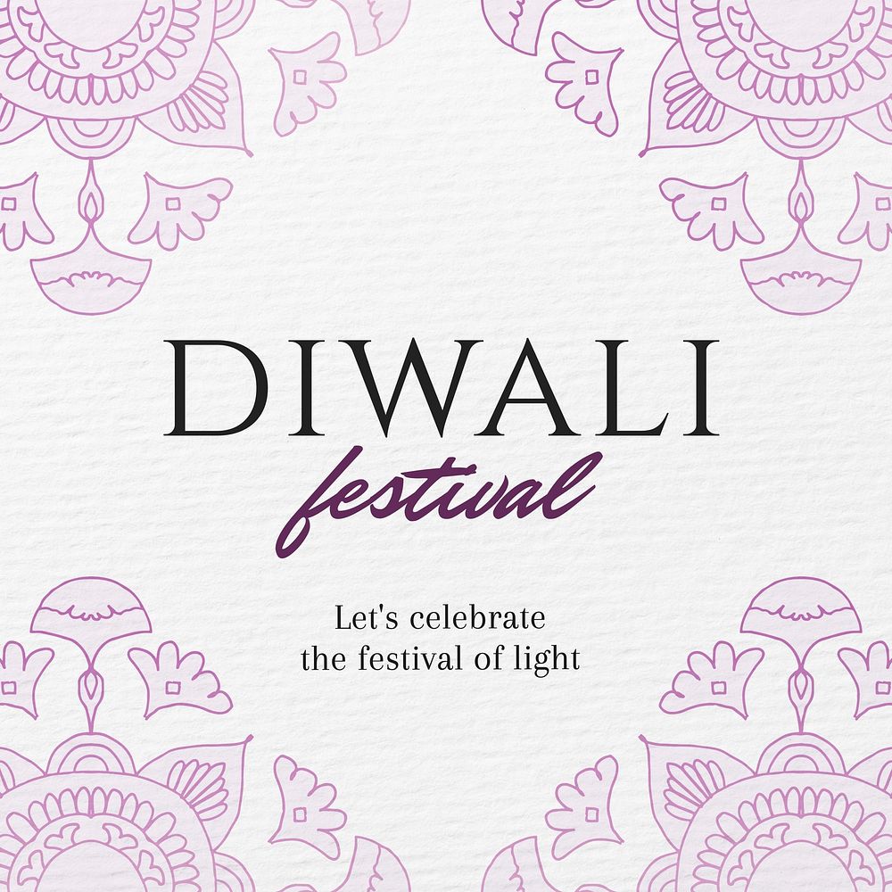 Diwali festival Instagram post template, editable text