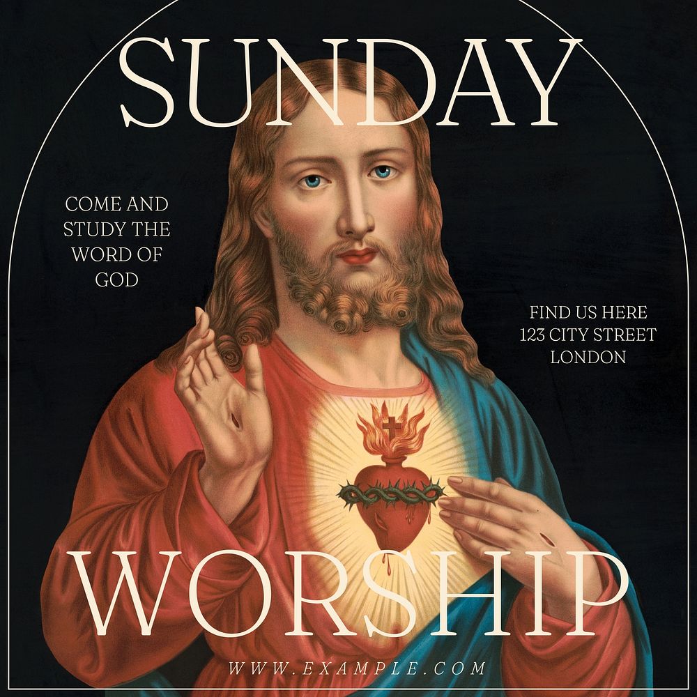 Sunday worship Instagram post template