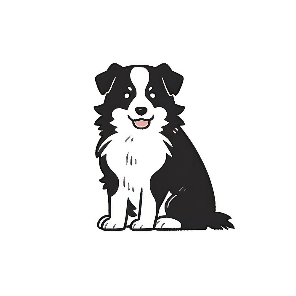 Border Collie Dog dog illustrated stencil.