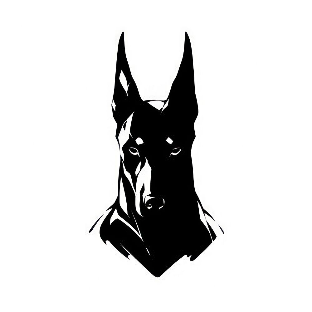 Doberman Pinscher Dog silhouette stencil animal.